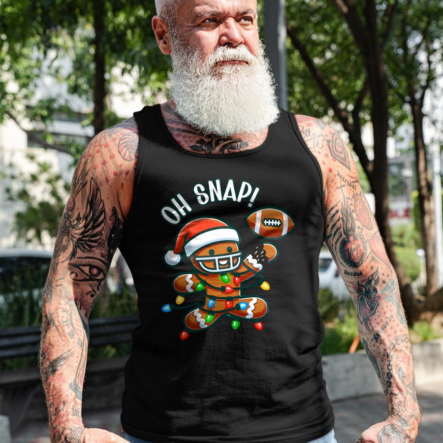 Funny Gingerbread Man Pajamas & PJs Xmas Holiday Oh Snap Gingerbreadman Christmas Football T-Shirt - Christmas Unisex T-Shirt/Hoodie/Sweatshirt - HNDS00