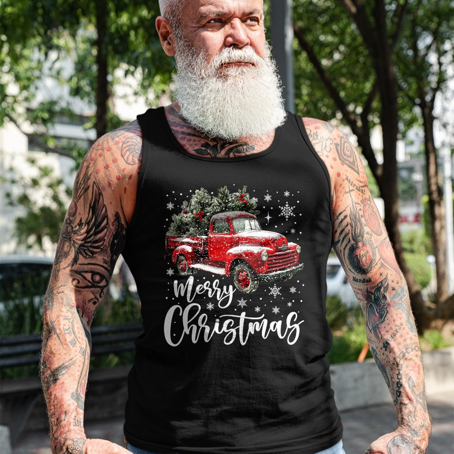 Merry Christmas Red Truck Family Matching Christmas Pajama T-Shirt - Christmas Unisex T-Shirt/Hoodie/Sweatshirt - HNDS00