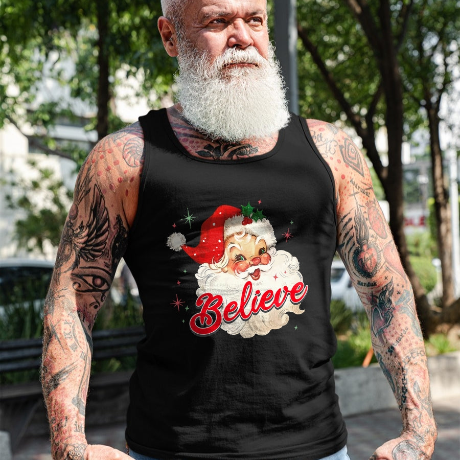 Vintage Santa Claus Believe Christmas Women Boys Girls T-Shirt - Christmas Unisex T-Shirt/Hoodie/Sweatshirt - HNDS00