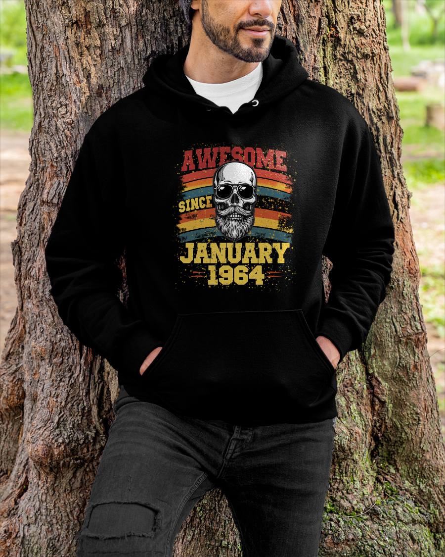 JANUARY - AWESOME SINCE 1964 - BIRTHDAY T-SHIRT FOR MEN - NTTD01 (SKU26T-01218-01)