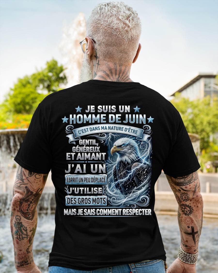 JUIN – ESPRIT MALICIEUX MAIS SAIT RESPECTER - T-SHIRT ANNIVERSAIRE HOMME - IMPRESSION DTG PREMIUM - frNTTD06 (SKU2604-86-06)