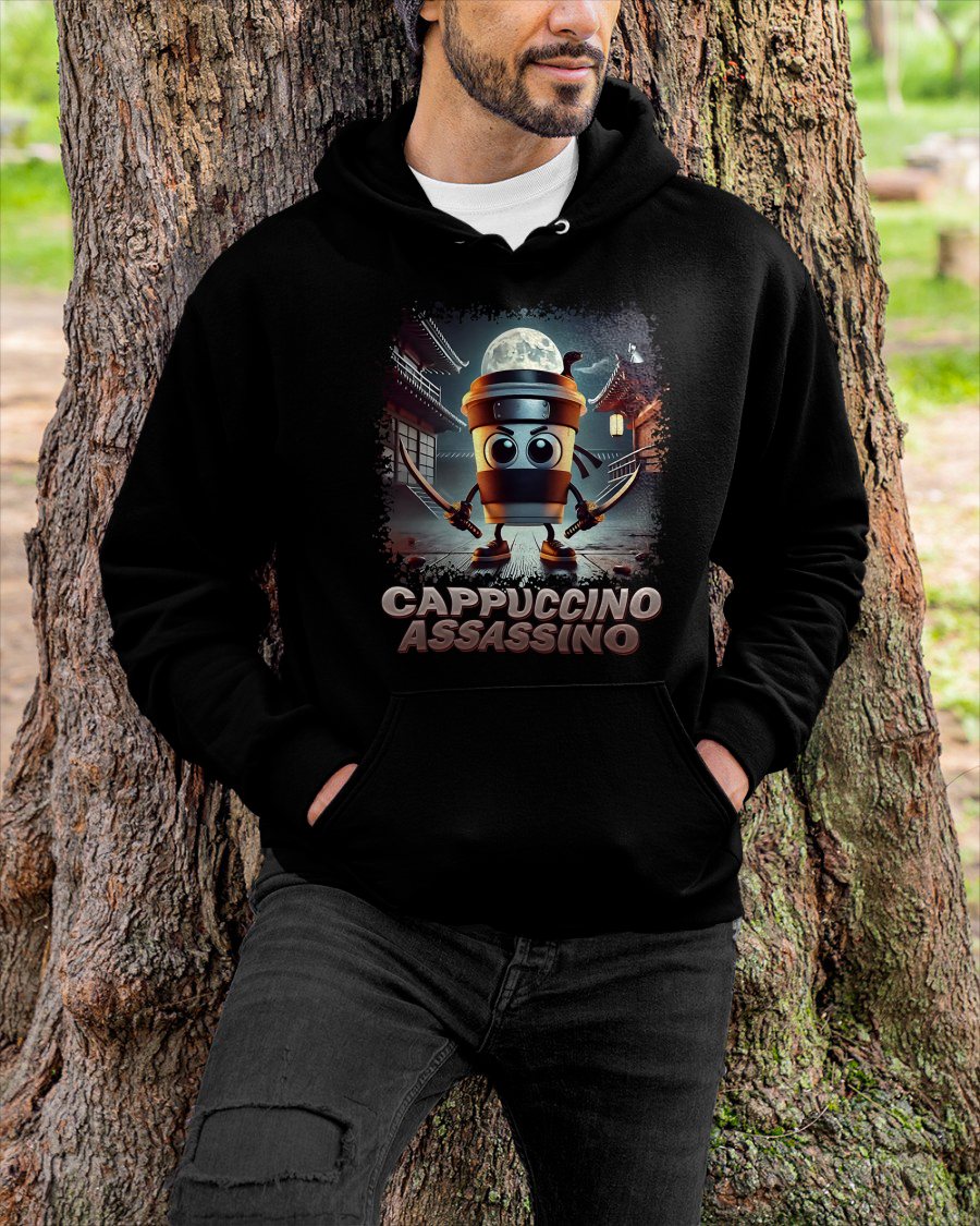 CAPPUCCINO ASSASSINO ITALIAN BRAINROT MEME T-SHIRT - BIRTHDAY T-SHIRT FOR MEN - NTTD00 (SKU-BRAINROT1)