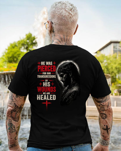 HE WAS PIERCED FOR OUR TRANSGRESSIONS  - CHRISTIAN T-SHIRT - FOR MEN NTTD00 (SKU2608-71)