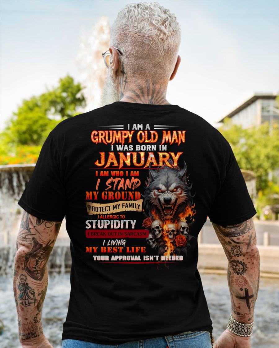 JANUARY - GRUMPY OLD MAN - BIRTHDAY T-SHIRT FOR MEN - NTTD01 (SKU26T-01132-01)