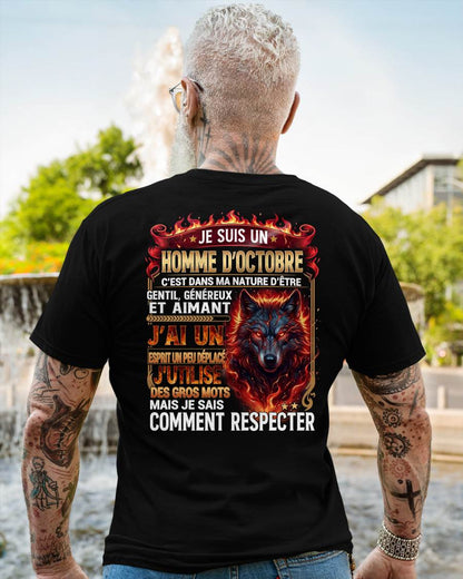 OCTOBRE – ESPRIT MALICIEUX MAIS SAIT RESPECTER - T-SHIRT ANNIVERSAIRE HOMME - IMPRESSION DTG PREMIUM - frNTTD10 (SKU2604-87-10)