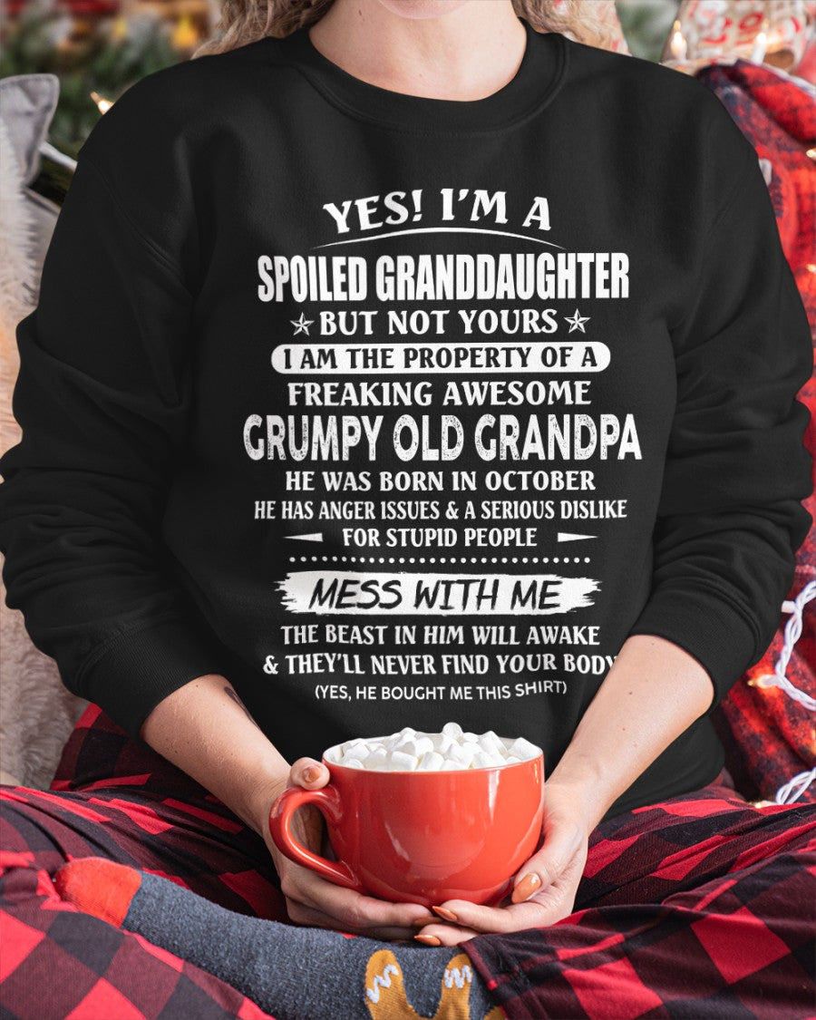 Spoiled Granddaughter of a Grumpy Grandpa Shirt October Edition – From Grandpa to Granddaughter NTTD10 (SKU07-101-10)