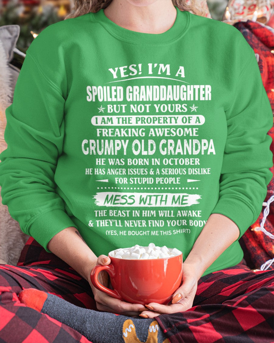 Spoiled Granddaughter of a Grumpy Grandpa Shirt October Edition – From Grandpa to Granddaughter NTTD10 (SKU07-101-10)