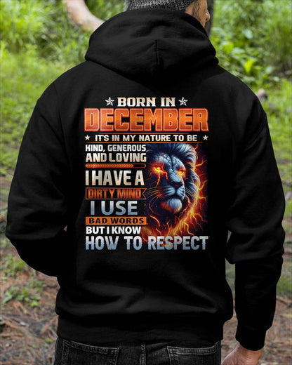 DECEMBER - DIRTY MIND BUT KNOWS RESPECT - BIRTHDAY T-SHIRT FOR MEN - NTTD12 (SKU08-84-12)