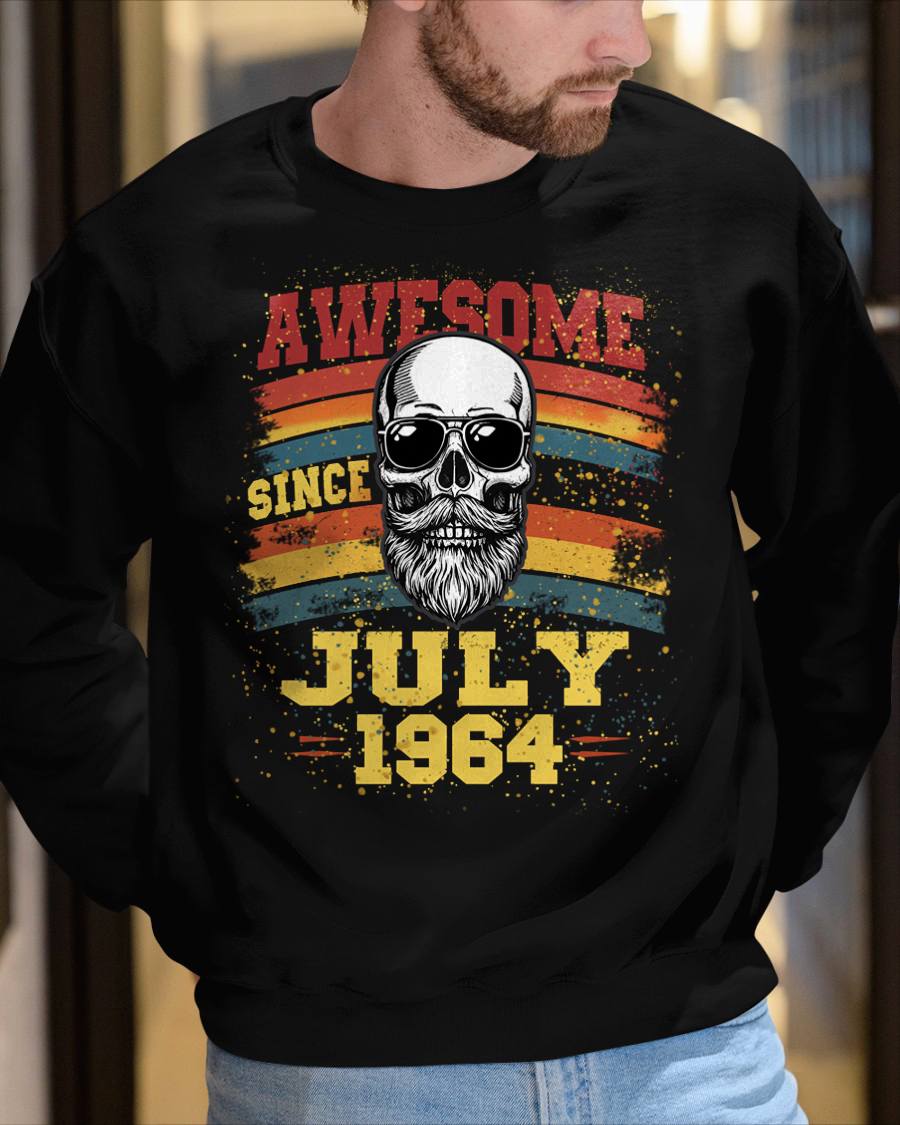 JULY - AWESOME SINCE 1964 - BIRTHDAY T-SHIRT FOR MEN - NTTD07 (SKU26T-01218-07)