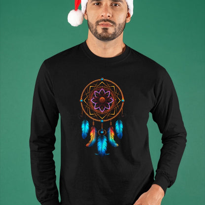 Native American T-Shirts, Vintage Native American Unisex T-Shirt/Hoodie/Sweatshirt HLT00 - American Flag - Colorful Dreamcatcher Feathers Tribal Native American Indian T-Shirt (1)