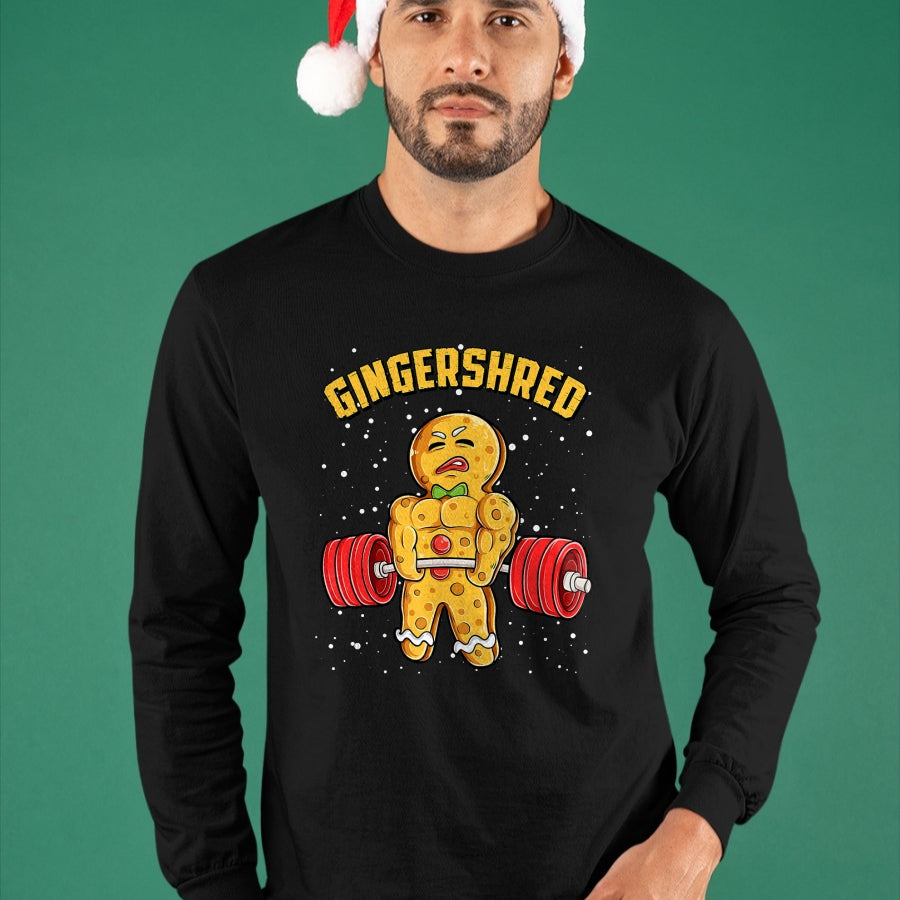 Gingershred Funny Gingerbread Man Gym Bodybuilding Christmas T-Shirt - Christmas Unisex T-Shirt/Hoodie/Sweatshirt - HNDS00