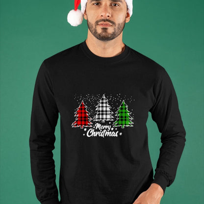 Merry Christmas Tree Xmas Buffalo Plaid Red White Green T-Shirt - Christmas Unisex T-Shirt/Hoodie/Sweatshirt - HNDS00