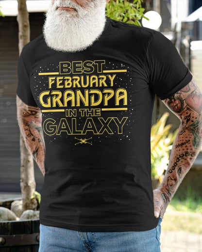 Best February Grandpa T-Shirt – Galaxy Style Gift for Grandpa NTTD02 (SKU07-158-02)