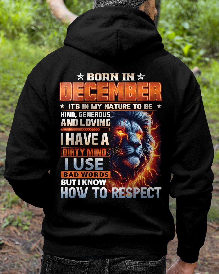 DECEMBER - DIRTY MIND BUT KNOWS RESPECT - BIRTHDAY T-SHIRT FOR MEN a- NTTD12 (SKU08-84-12)