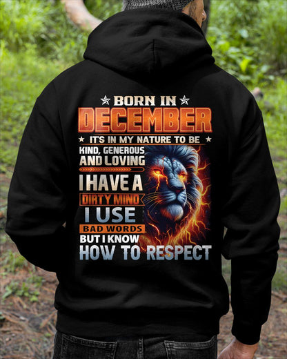 DECEMBER - DIRTY MIND BUT KNOWS RESPECT - BIRTHDAY T-SHIRT FOR MEN a- NTTD12 (SKU08-84-12)