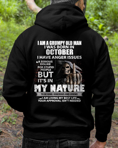 OCTOBER - GRUMPY OLD MAN - BIRTHDAY T-SHIRT FOR MEN - NTTD10 (SKU-GRUMPYM-10)