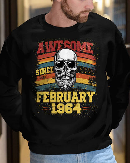 FEBRUARY - AWESOME SINCE 1964 - BIRTHDAY T-SHIRT FOR MEN - NTTD02 (SKU26T-01218-02)