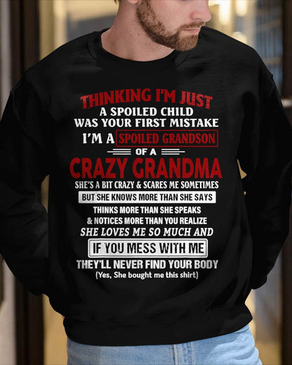 SPOILED GRANDSON OF A CRAZY GRANDMA - GIFT FROM GRANDMA - NTTD00 (SKU-GM-GSB-00)