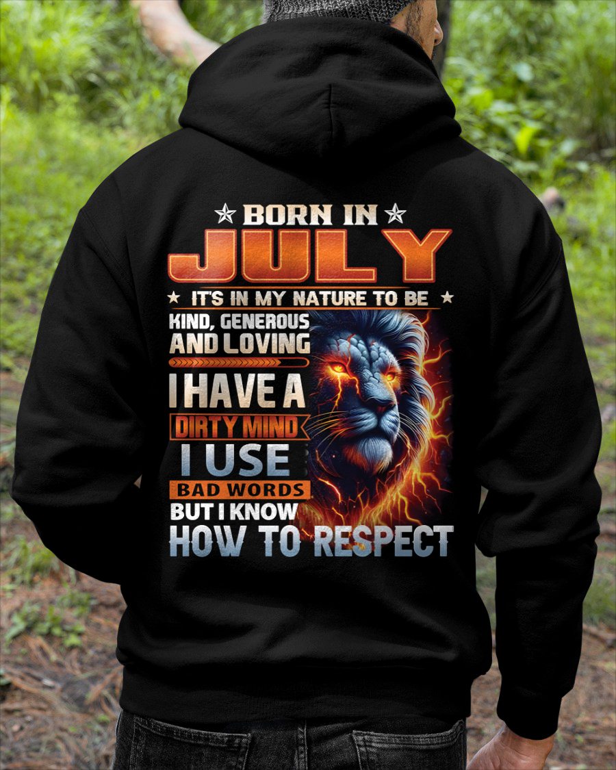 JULY - DIRTY MIND BUT KNOWS RESPECT - BIRTHDAY T-SHIRT FOR MEN a- NTTD07 (SKU08-84-07)