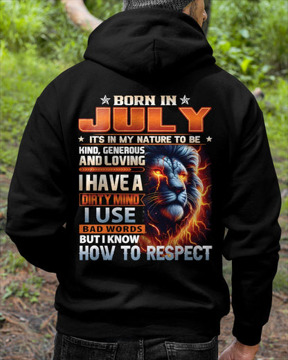 JULY - DIRTY MIND BUT KNOWS RESPECT - BIRTHDAY T-SHIRT FOR MEN a- NTTD07 (SKU08-84-07)