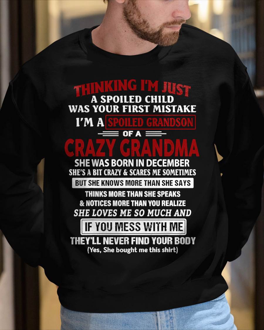 DECEMBER - SPOILED GRANDSON OF A CRAZY GRANDMA - GIFT FROM GRANDMA - NTTD12 (SKU-GM-GSB-12)