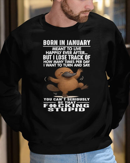 JANUARY - SARCASTIC PLATYPUS QUOTE TEE – CUTE COFFEE COW GRAPHIC TEE - BIRTHDAY GIFT FOR MEN/WOMEN - NTTD01 (SKU09-56-01)