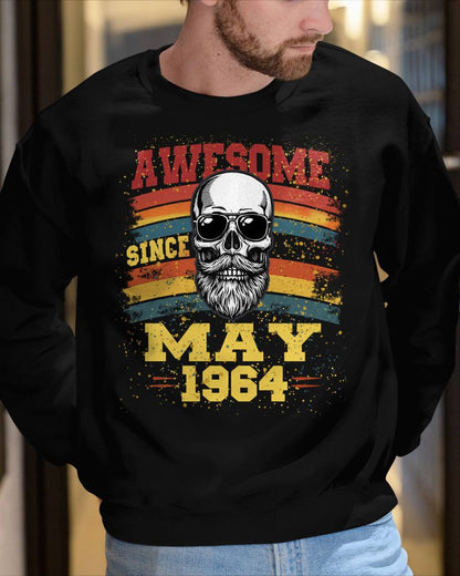 MAY - AWESOME SINCE 1964 - BIRTHDAY T-SHIRT FOR MEN - NTTD05 (SKU26T-01218-05)