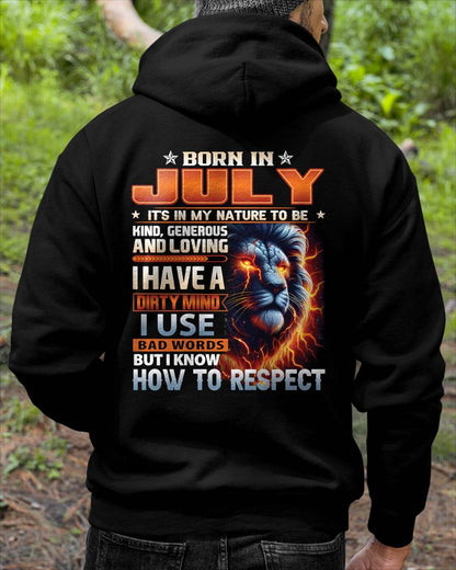 JULY - DIRTY MIND BUT KNOWS RESPECT - BIRTHDAY T-SHIRT FOR MEN - NTTD07 (SKU08-84-07)