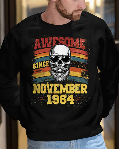 NOVEMBER - AWESOME SINCE 1964 - BIRTHDAY T-SHIRT FOR MEN - NTTD11 (SKU26T-01218-11)