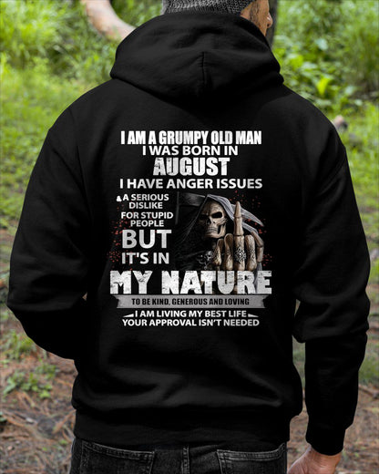 AUGUST -  GRUMPY OLD MAN - BIRTHDAY T-SHIRT FOR MEN - NTTD08 (SKU-GRUMPYM-08)