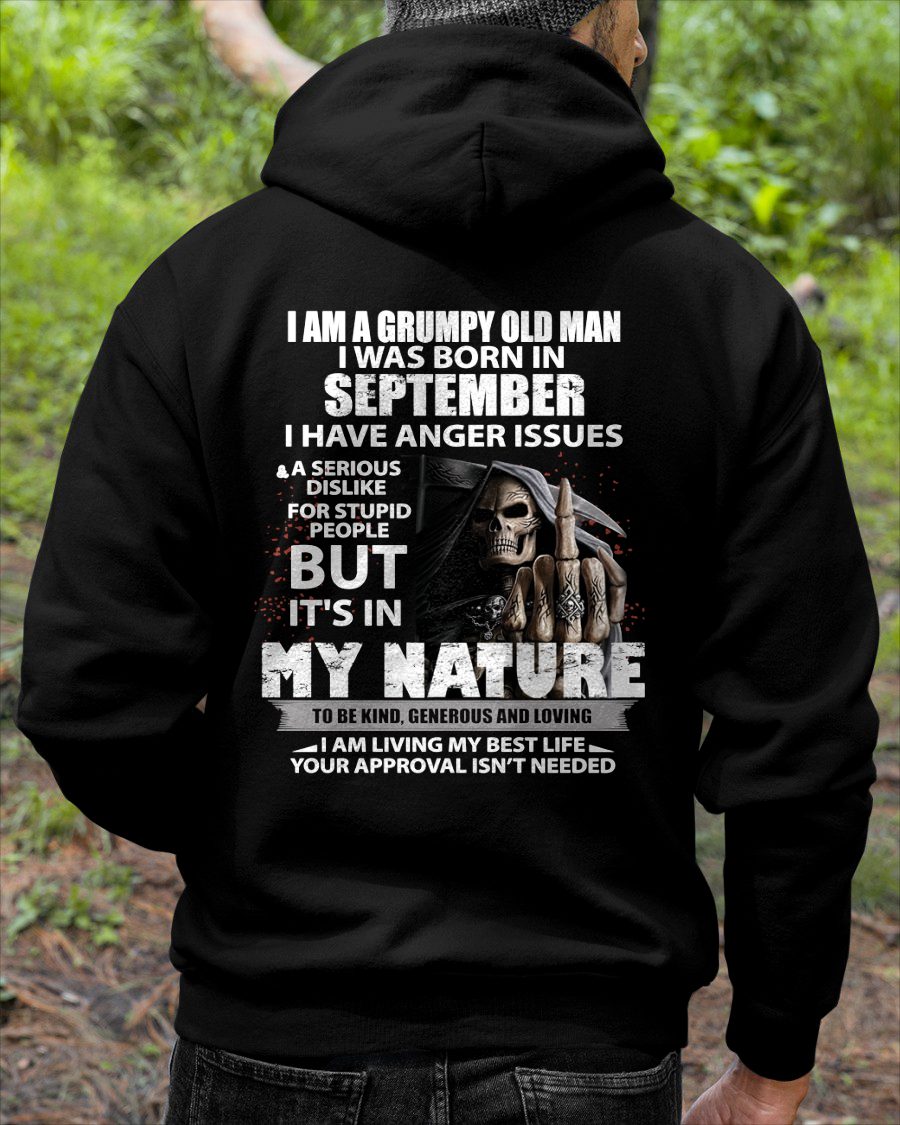 SEPTEMBER -  GRUMPY OLD MAN - BIRTHDAY T-SHIRT FOR MEN - NTTD09 (SKU-GRUMPYM-09)