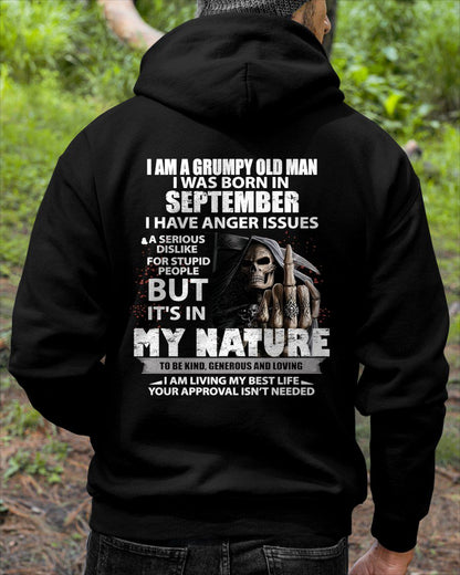 SEPTEMBER -  GRUMPY OLD MAN - BIRTHDAY T-SHIRT FOR MEN - NTTD09 (SKU-GRUMPYM-09)