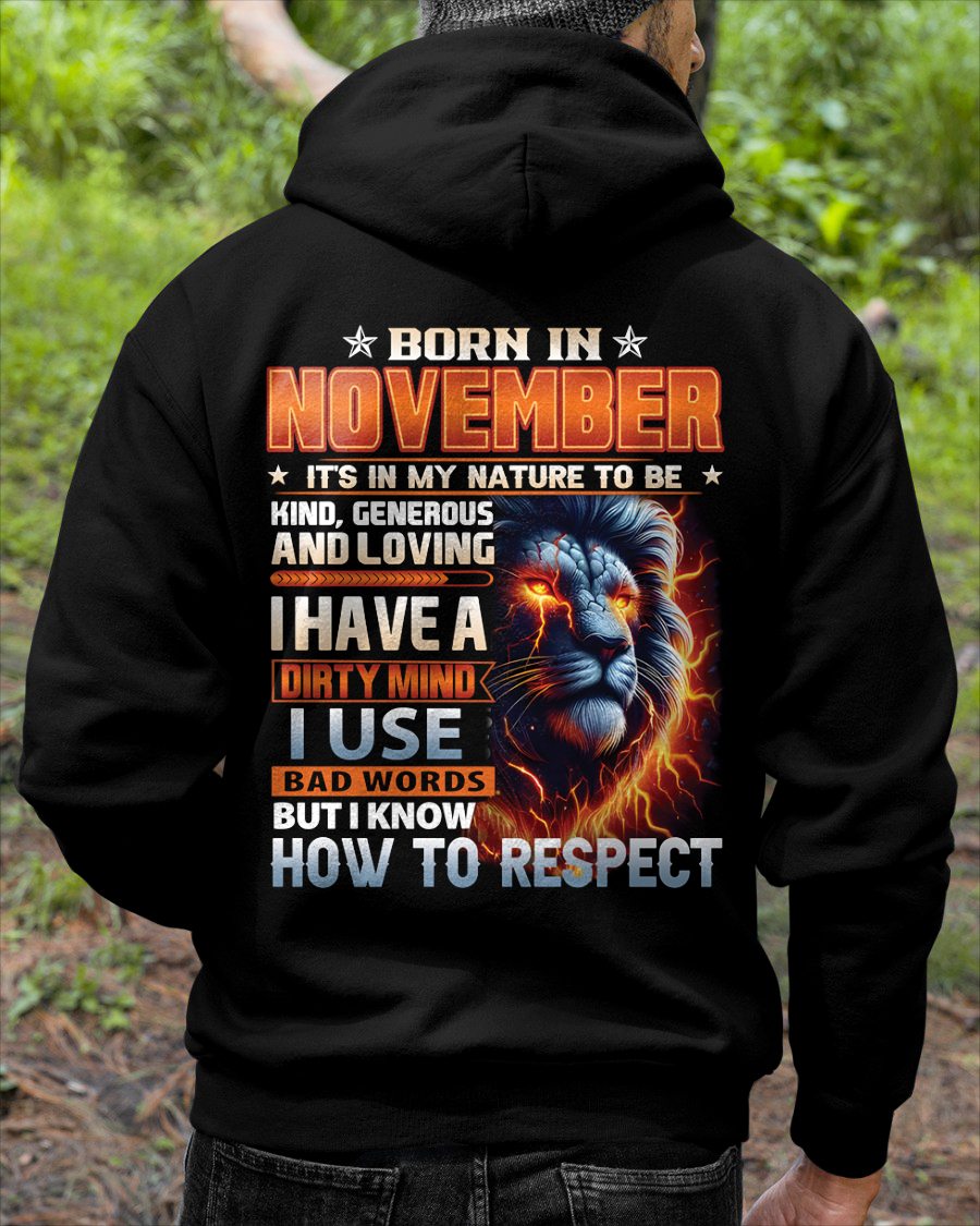 NOVEMBER - DIRTY MIND BUT KNOWS RESPECT - BIRTHDAY T-SHIRT FOR MEN a- NTTD11 (SKU08-84-11)