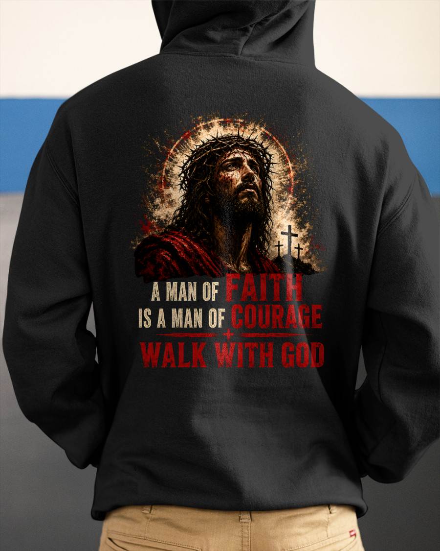 A MAN OF FAITH IS A MAN OF COURAGE  - CHRISTIAN T-SHIRT - FOR MEN NTTD00 (SKU2608-72)