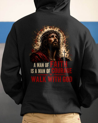 A MAN OF FAITH IS A MAN OF COURAGE  - CHRISTIAN T-SHIRT - FOR MEN NTTD00 (SKU2608-72)