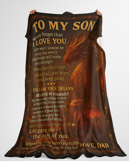 BLANKET FOR SON - GIFT FROM DAD - COMFORT & WARMTH GIFT NTTD00 (SKUB-DAD-DT00)