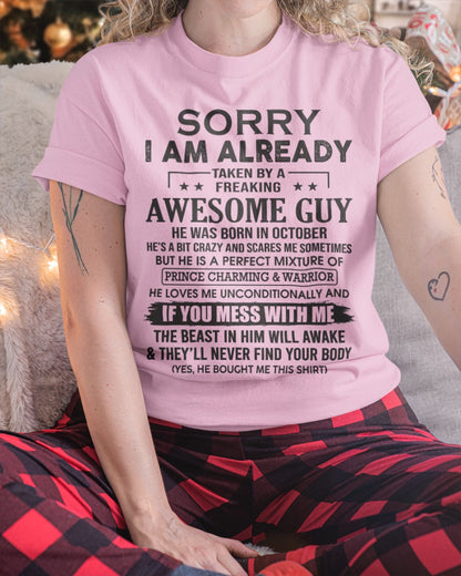 I’M ALREADY TAKEN T-SHIRT OCTOBER EDITION – GIFT FROM BOYFRIEND NTTD10 (SKU08-31-10)