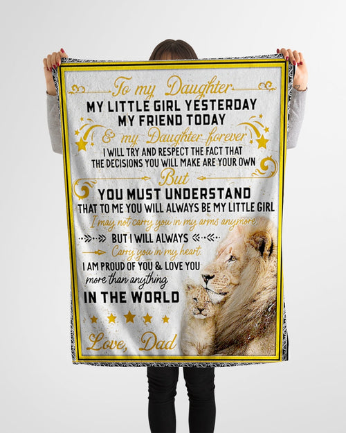 Dad To Daughter - Birthday Gift For Daughter From Dad - To My Daughter Lion Blanket My Little Girl (SKU06-117)