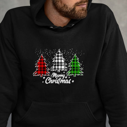 Merry Christmas Tree Xmas Buffalo Plaid Red White Green T-Shirt - Christmas Unisex T-Shirt/Hoodie/Sweatshirt - HNDS00