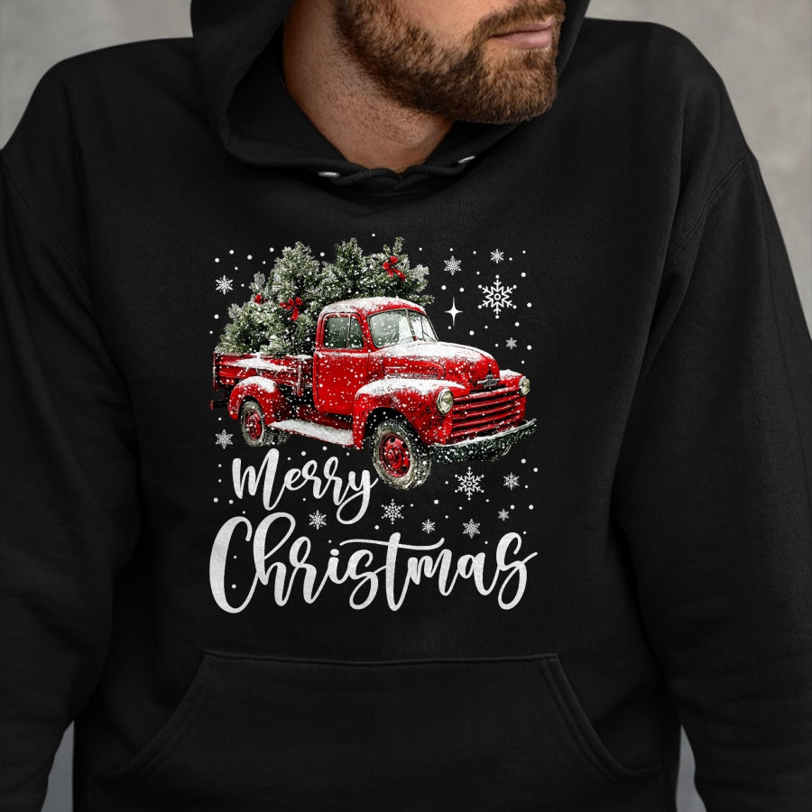 Merry Christmas Red Truck Family Matching Christmas Pajama T-Shirt - Christmas Unisex T-Shirt/Hoodie/Sweatshirt - HNDS00