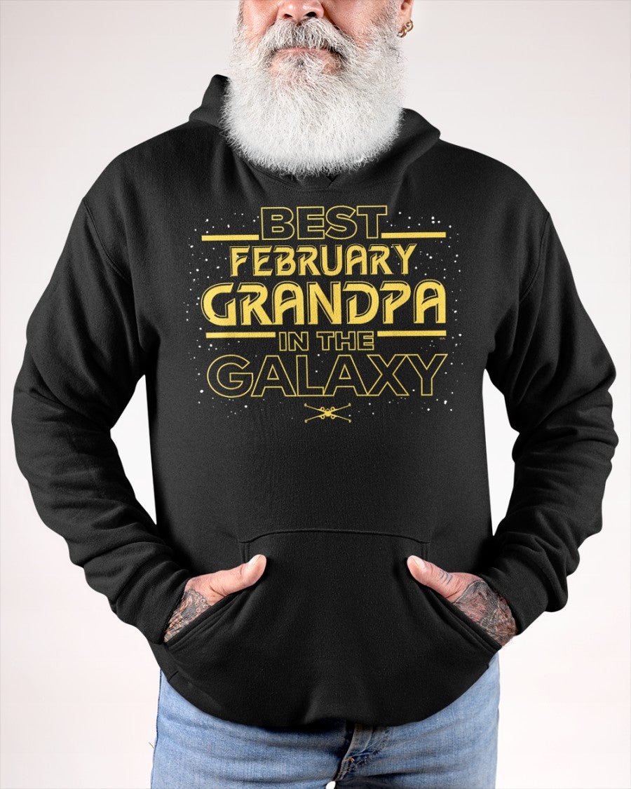 Best February Grandpa T-Shirt – Galaxy Style Gift for Grandpa NTTD02 (SKU07-158-02)