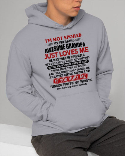 NOVEMBER - MY FREAKING AWESOME GRANDPA JUST LOVES ME - FOR GRANDSON - GIFT FROM GRANDPA - NTTD11 (SKU09-127-11)