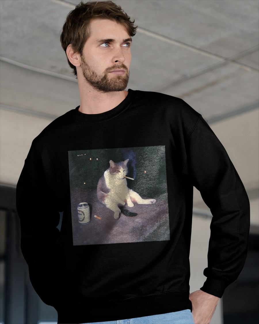 FUNNY SMOKING CAT MEME T-SHIRT - BIRTHDAY T-SHIRT FOR MEN - NTTD00 (SKU-MEME5)