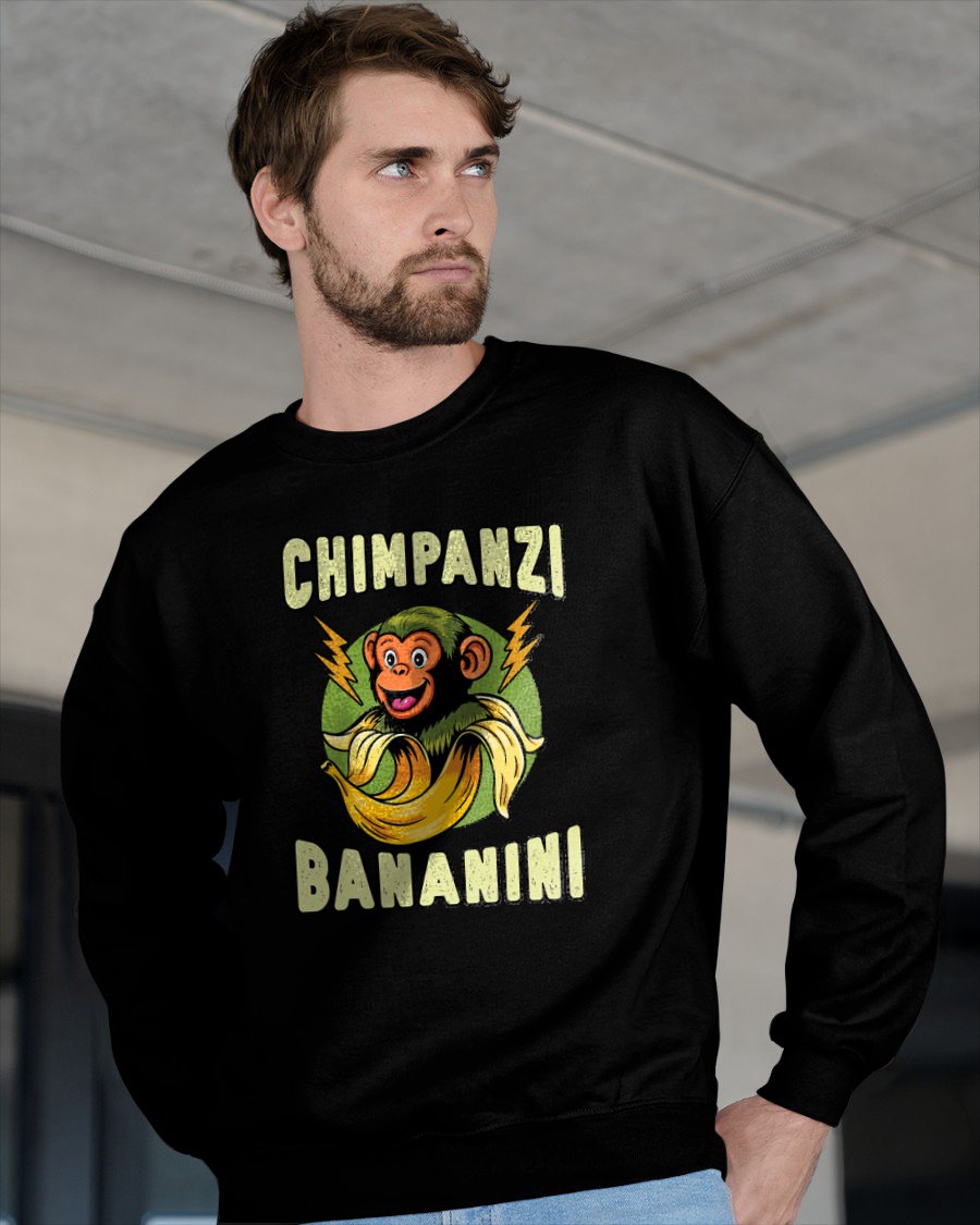 FUNNY MONKEY CHIMPANZINI BANANINI ITALIAN BRAINROT MEME T-SHIRT - BIRTHDAY T-SHIRT FOR MEN - NTTD00 (SKU-BRAINROT3)