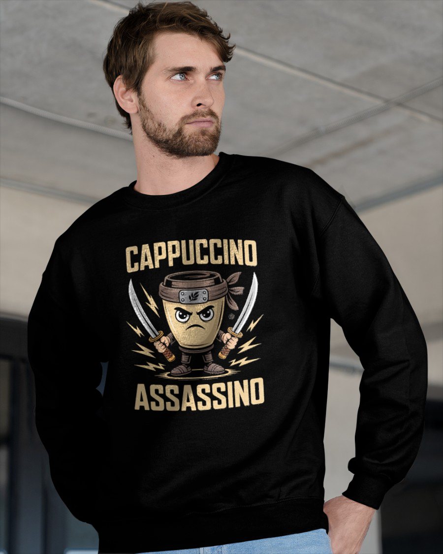 CAPPUCCINO ASSASSINO ITALIANO BRAINROT NINJA MEME T-SHIRT - BIRTHDAY T-SHIRT FOR MEN - NTTD00 (SKU-BRAINROT2)