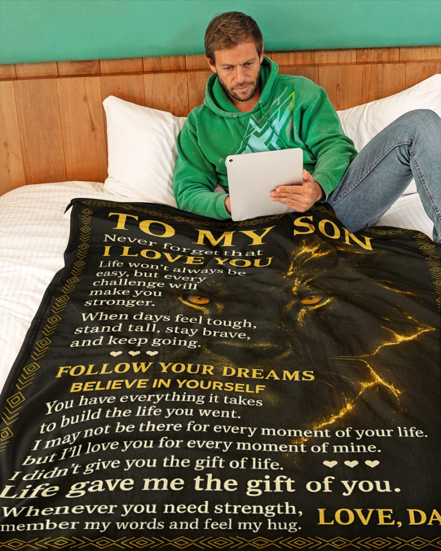 BLANKET FOR SON - GIFT FROM DAD - COMFORT & WARMTH GIFT NTTD00 (SKUB-DAD-DT01)