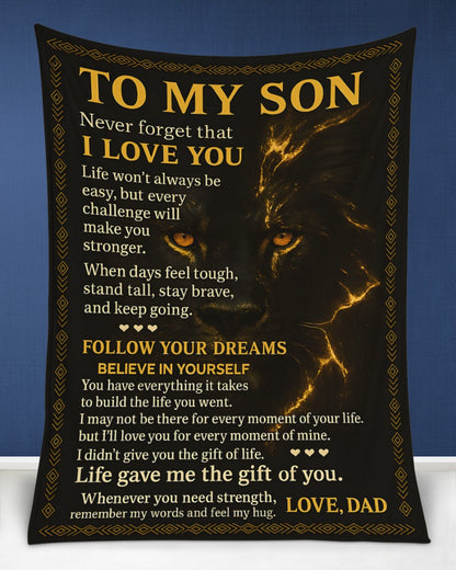 BLANKET FOR SON - GIFT FROM DAD - COMFORT & WARMTH GIFT NTTD00 (SKUB-DAD-DT01)