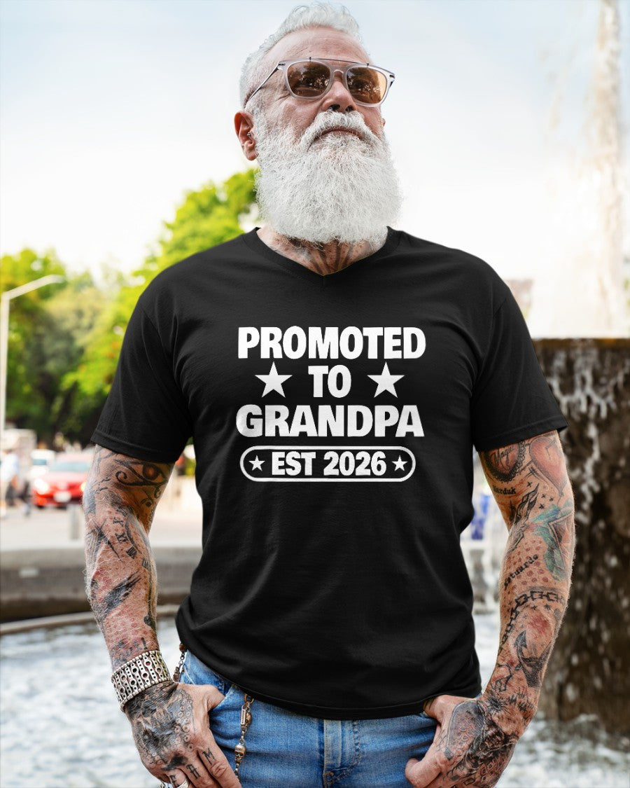 PROMOTED TO GRANDPA EST 2026 - T-SHIRT FOR GRANDPA - NTTD00