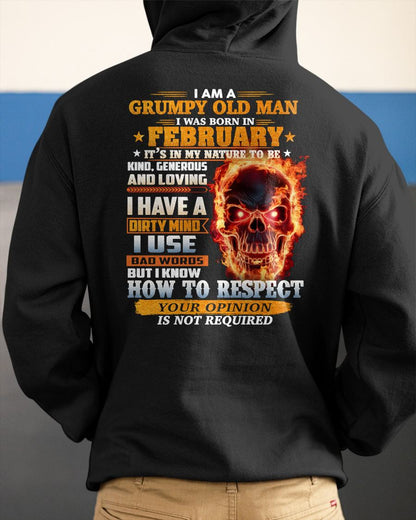 FEBRUARY - GRUMPY OLD MAN - BIRTHDAY T-SHIRT FOR MEN - NTTD02 (SKU26T-01122-02)