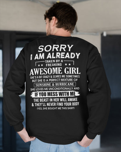 TAKEN BY AWESOME GIRL - GIFT FOR BOYFRIEND/HUSBAND - NTTD00 (SKU08-32-00)